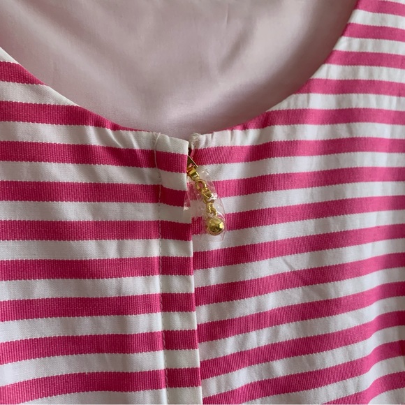 Kate Spade Jillian Bow Seersucker Striped Sleeveless Cotton dress pink white - Picture 10 of 13